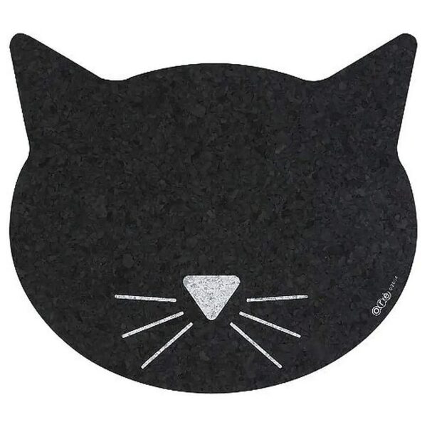 Black Cat Face Recycled Rubber Placemat for Cats and Dogs