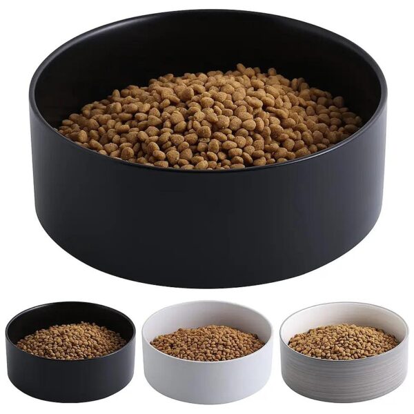 Black Ceramic Dog Bowl for Medium Large Dogs, Non-Slip Base, 60oz Food and Water Feeder