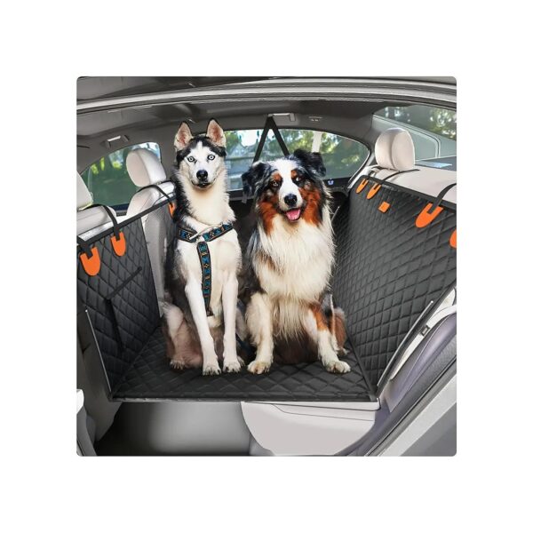 Black Dog Car Seat Cover for Back Seat with Hard Bottom Camping Bed for Travel