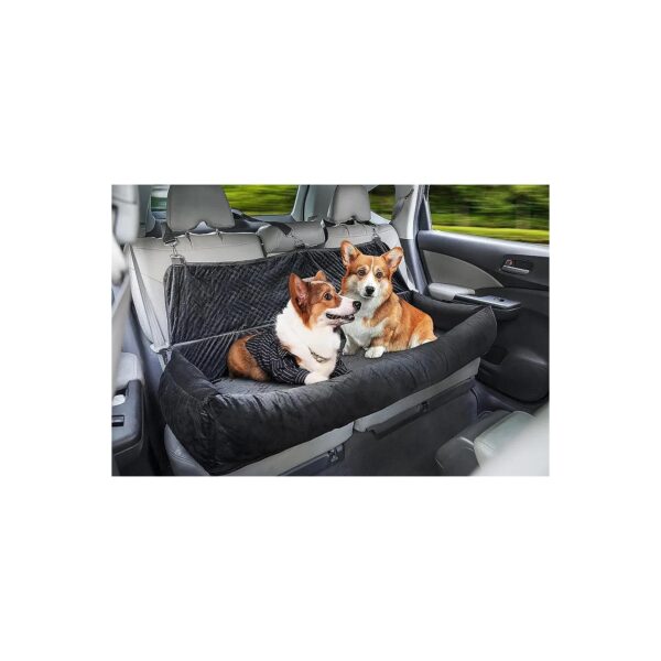 Black Dog Car Seat with Safety Belt and Storage Pockets for Large Medium Small Dogs