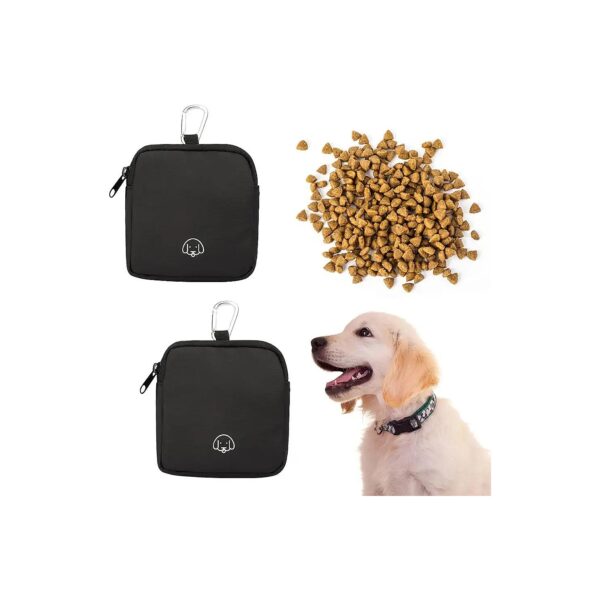 Black Dog Treat Bag Small Pet Walking Bag with Carry Strap and Compartments