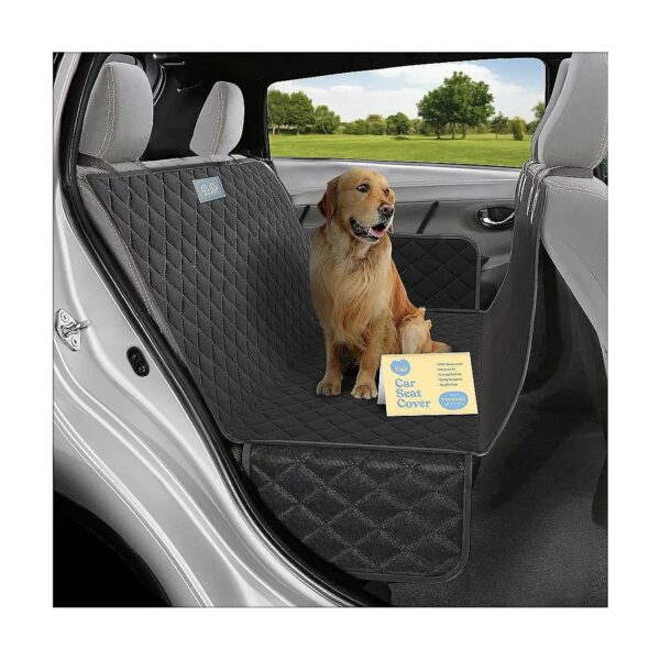 Black Durable Car Seat Cover for Dogs - 100% Waterproof with Nonslip Bottom