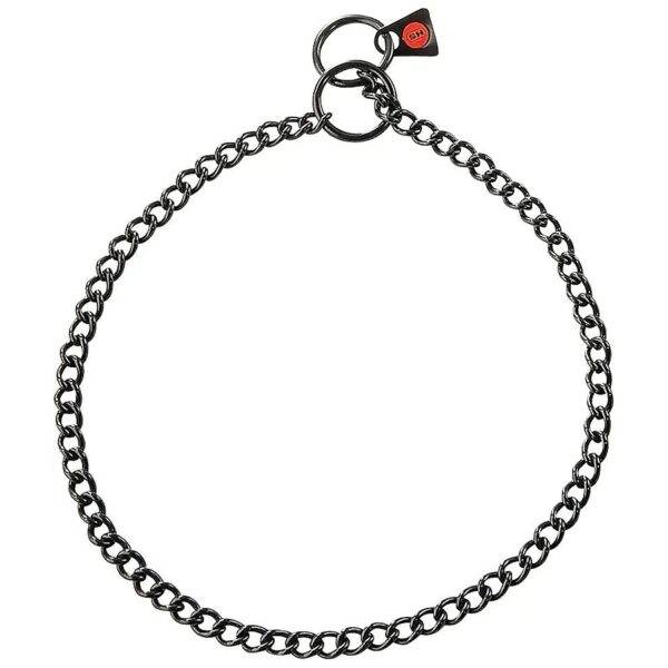 Black German Stainless Steel No-Pull Slip Chain Collar for Small Medium Large Dogs