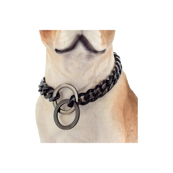 Black High Polished Stainless Steel Cuban Link Chain Collar for Small Dogs