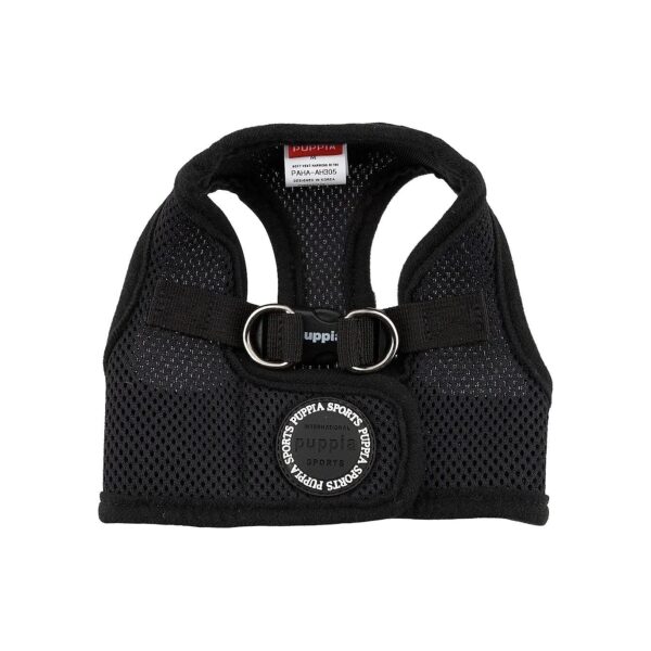 Black Medium Size Dog Soft Vest with Embroidered Puppia Label and Polyester Material