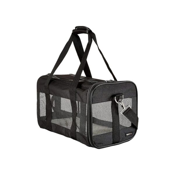 Black Medium Soft-Sided Polyester Pet Travel Carrier for Medium Cats