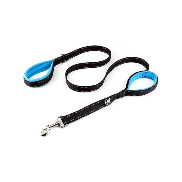 Black Nylon Dog Leash with Neoprene Comfort Handles for Small to Large Breeds