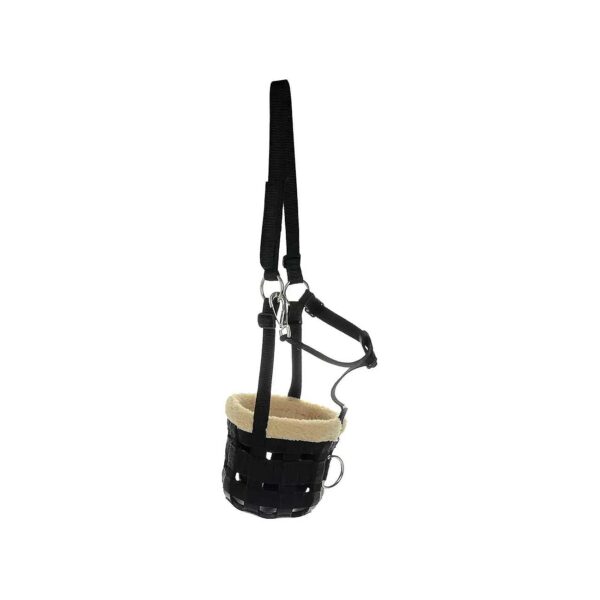 Black Nylon Pony Muzzle with Fleece and Hook and Loop