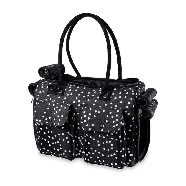 Black Polka Dot Pet Travel Bag with Pockets for Comfortable Airline Travel