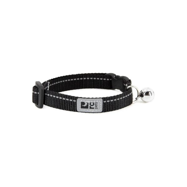 Black Reflective Cat Breakaway Collar with Attached Bell for Safety