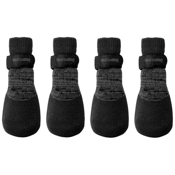 Black Rubber Dipped Socks with Thicker Soles for Medium Paws