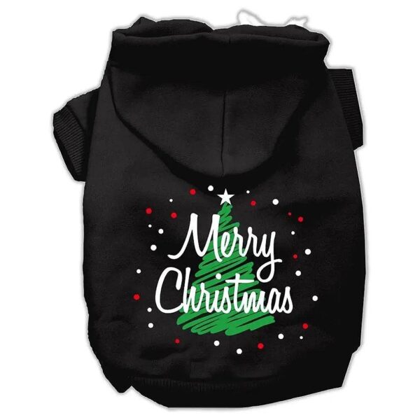 Black Small Breed Christmas Dog Hoodies with Scratchy Merry Print