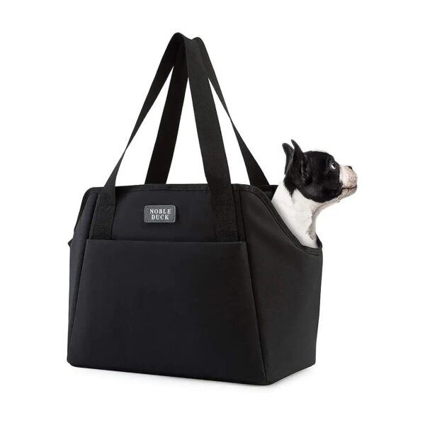 Black Small Dog or Cat Carrier Purse with Compartments and Safety Features