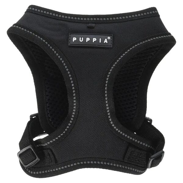 Black Solid Nylon Snugfit Harness with Reflective Trimming for Small Breeds