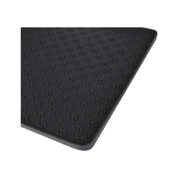 Black Solid Silicone Dog Feeding Mat for Water-Resistant Bowls