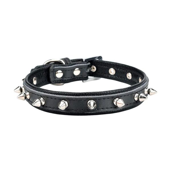 Black Spiked Leather Pet Collars with Adjustable Neck Size for Small to Large Dogs