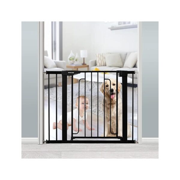 Black Stainless Steel Baby and Pet Safety Gate with Wall Mount