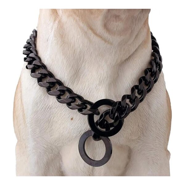 Black Stainless Steel Cuban Link Chain Collar For Small Medium Dogs 5 Inches