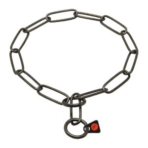 Black Stainless Steel Long Link Chain Collar for Fine Fur Dogs