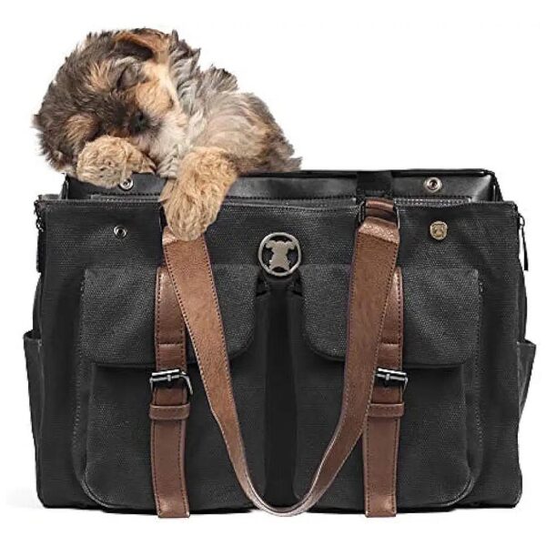 Black Weekend Canvas Shell Tote for Use with Interchangeable Base Pet Carrier