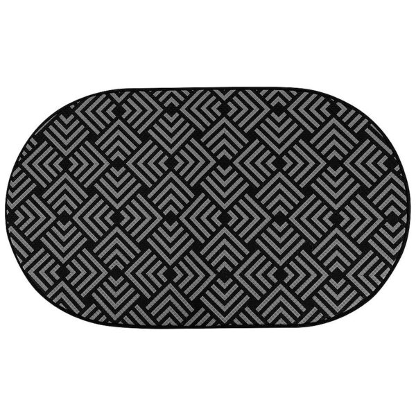 Black and Gray Microfiber Pet Feeding Mat with Anti-Skid Backing