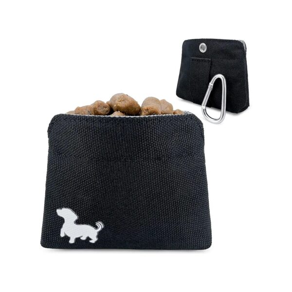 Black with Gray Interior Pocket-Sized Dog Treat Pouch for Training