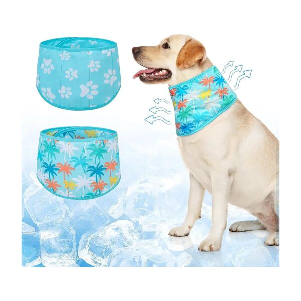 Blue Cooling Dog Bandana for Medium Large Dogs Instant Cooling Hawaiian Pattern Pet Scarf