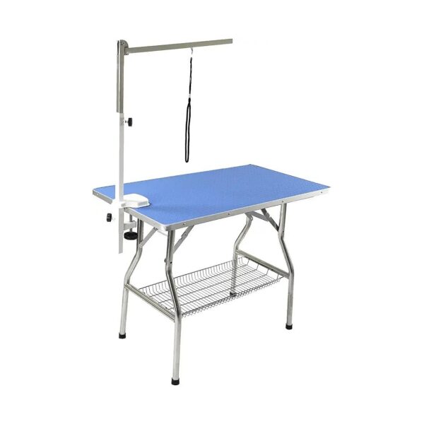 Blue Die-Cast 38'' x 22'' Pet Grooming Table Heavy Duty Stainless Steel Frame Foldable