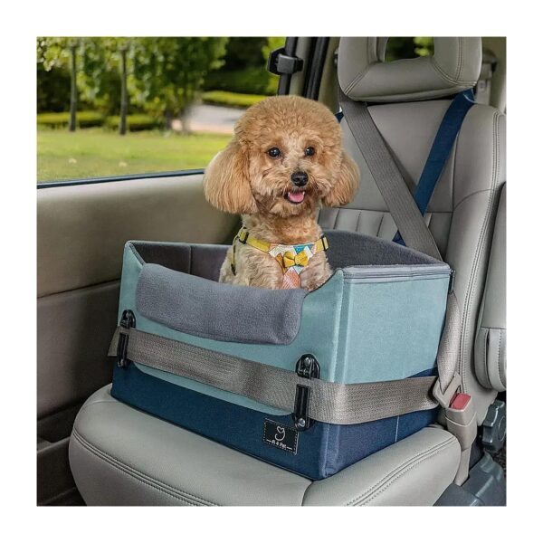 Blue Dog Car Seat with Soft Pillow for Small Dogs up to 25 Pounds Front or Back Seat