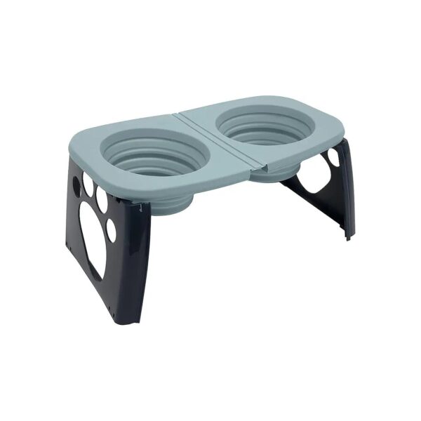 Blue Elevated Travel Bowls with Ergonomic Design for Dog Comfort