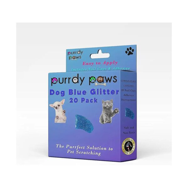 Blue Glitter Nail Caps for Dog Paws Soft and Gentle XXL Size