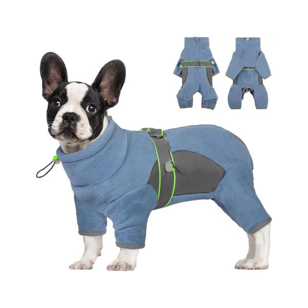 Blue Grey Full Body Dog Coat Windproof Pajamas for Small Dogs