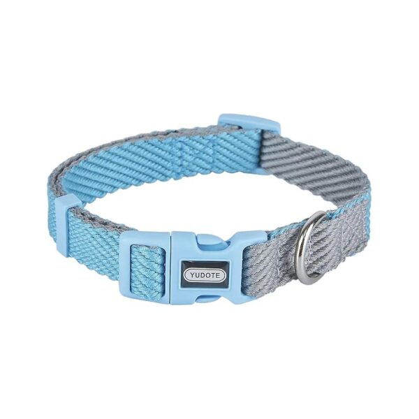 Blue Grey Patterned Soft Cotton Dog Collar for Large and Small Breeds with Sensitive Skin