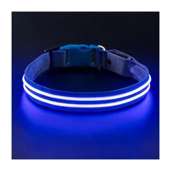 Blue Large LED Glow Light Soft Mesh Adjustable Safety Dog Collar with USB Rechargeable