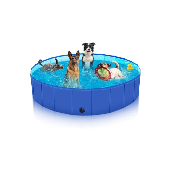 Blue Large Portable Dog Swimming Pool for Big Dogs Cats and Other Pets