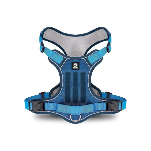 Blue Medium Dog Harness with No Pull Design and Reflective Strips for Safer Walks