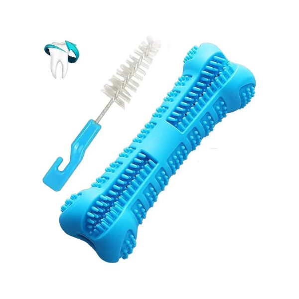 Blue Natural Rubber Dog Toothbrush Stick for Medium Small Puppy Teeth Cleaning