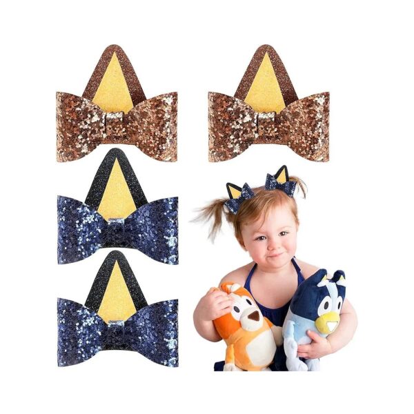 Blue Orange Dog Ear Hair Bow Clips for Kids Adults Halloween Costume Party Supplies