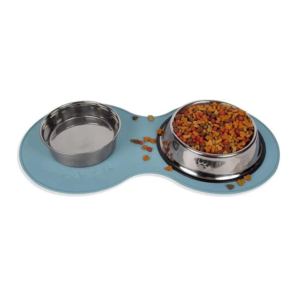 Blue Pet Food Mat for Cats, Dogs, Rabbits, and Other Small Pets