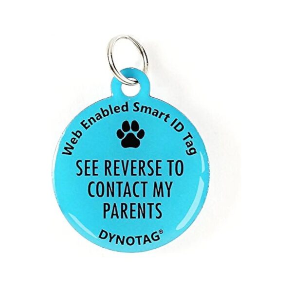 Blue Pet Identification Tag with Coated Steel, DynoIQ, and Lifetime Recovery