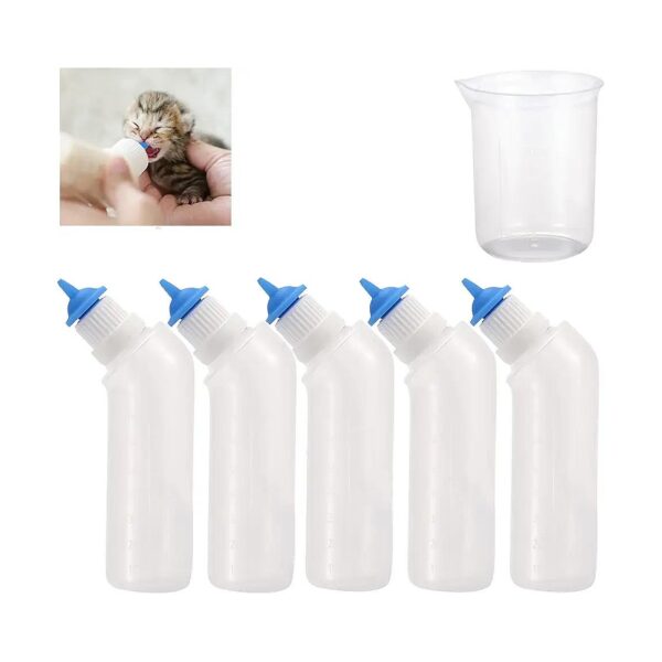 Blue Silicone Pet Feeding Nipples and Bottles Kit for Nursing Puppies and Kittens