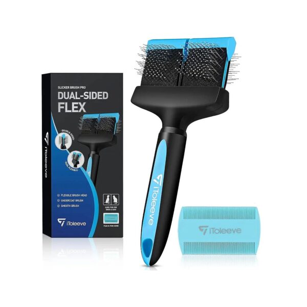 Blue Slicker Brush for Cats and Dogs with Long or Short Hair