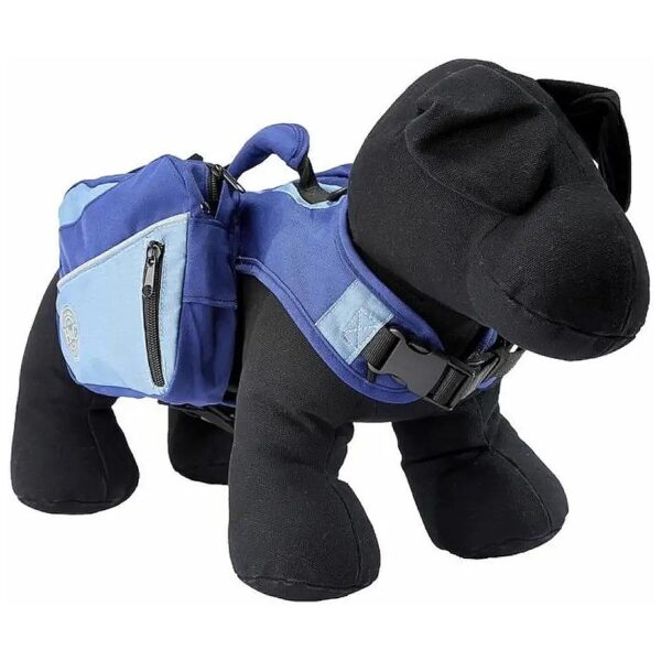 Blue Small Dog Backpack with 15 Pound Capacity and Highly Durable Polyester Material