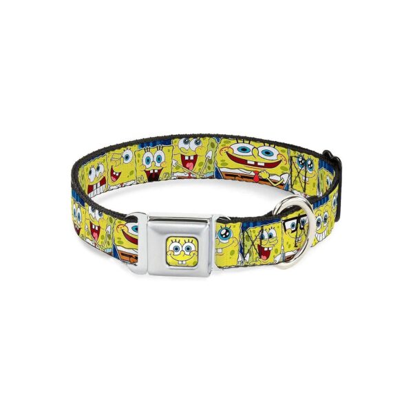 Blue Stripe Large Dog Collars with SpongeBob Expressions