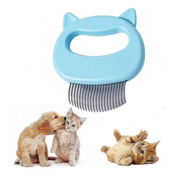 Blue Tool for Gentle Deshedding and Massaging of Pet Fur