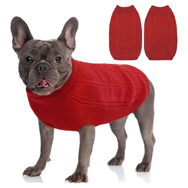 Blue Warm Sleeveless Medium Dog Sweater with Ribbed Neck and Back