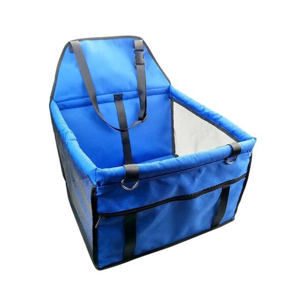 Blue Waterproof Dog Booster Seat with Breathable Mesh and Front Storage Bag