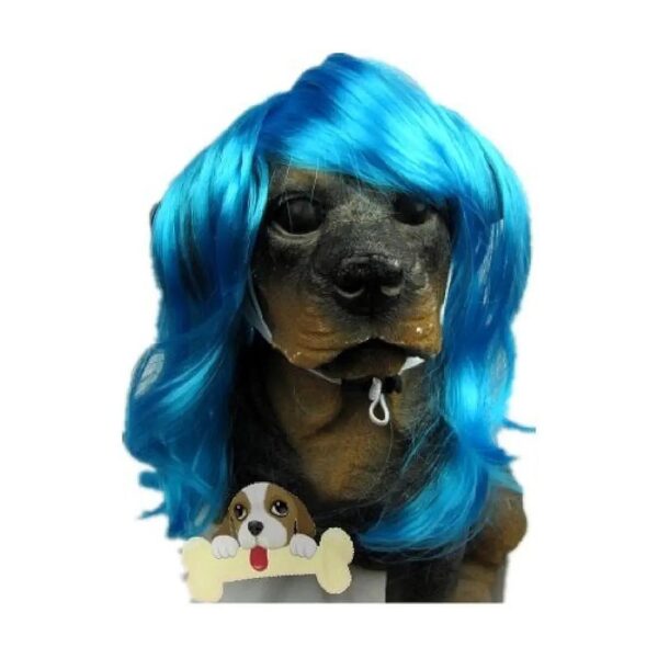 Blue Wavy Synthetic Hair Cat and Dog Wigs for Halloween or Birthday Gift