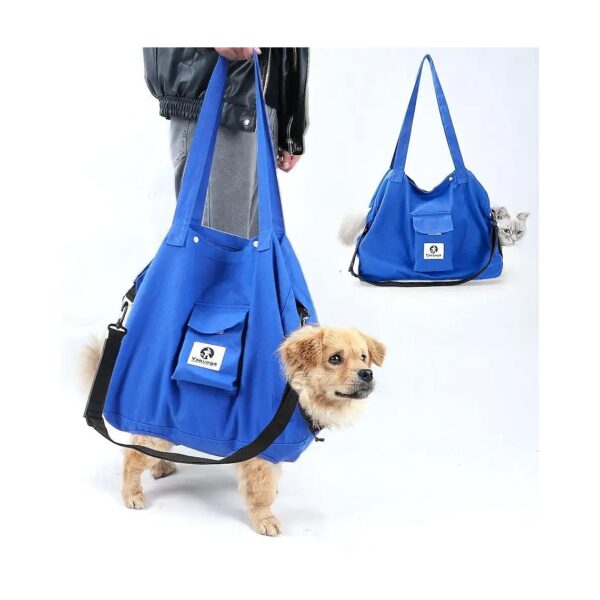 Blue XL Breathable Cat Carrier with Crossbody Strap for Cats and Dogs up to 24 lbs