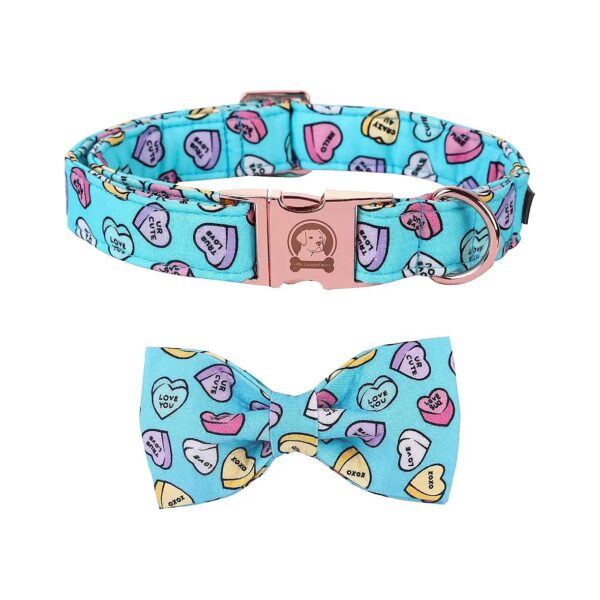 Blue XOXO Adjustable Dog Collar with Removable Bow for Small Medium Large Dogs